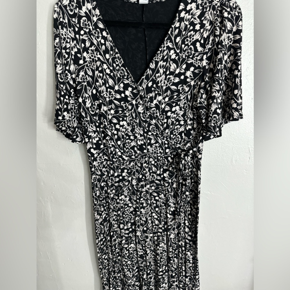 Tie-Belt Flutter-Sleeve Faux-Wrap Dress for Women